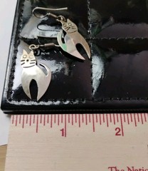 Adorable Vintage ALPACA Stamped Stylized 1¾” Kitty Cat Dangle Earrings!