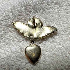 Gold Angel and Heart Brooch Pin Vintage Angels Love Theme No Stone Jewelry