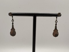 Sterling Silver Earrings Marcasite Onyx Black Drop Dangle Marked 925 3.51g