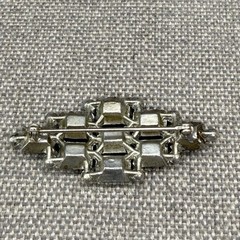 Vintage Brooch Blue Stones Clear Rhinestones 2.5 Inches