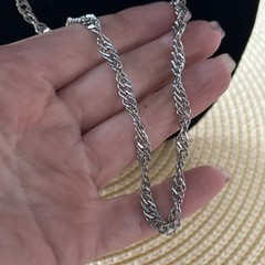 VTG Citation Silver-Tone Twisted Link Chain Necklace 36”L Unclasped Loose Rope