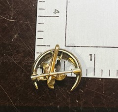 Antique Gold Filled Crescent Moon Flower Seed Pearl Lady’s Pocket Watch Brooch