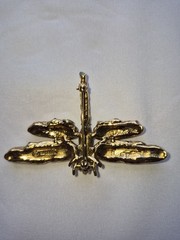 Vintage SWOBODA Multi Gemstone Dragonfly Brooch Pin Ruby Jade Garnet Peridot