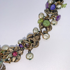 La Contessa Mary DeMarco Vintage Pewter Frog Whimsical Charm Statement Necklace