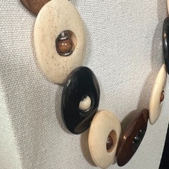 Vintage Bovine Bone & Horn Necklace 23″ Chunky Tribal Style Beads Neutral Earthy
