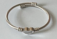 Beautiful Vintage Silvertone Heart With Initial “A” Wrap Bracelet Fits All