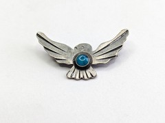 Vtg Handmade Navajo Fred Harvey Era Sterling Silver Thunderbird Turquoise Brooch