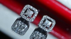 10k w/gold earrings 0.25ct natural diamond invisible set screwback 1.60gr N3650