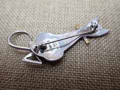 Kitty Cat Pin with a Swinging Tail Mexico 925 Sterling Silver 2-5/8″ 9.6 Grams