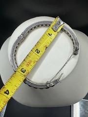 Antique 1920s Art Deco Sterling Silver & Channel Set Amethyst Bangle Bracelet