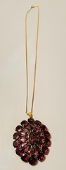 Vintage Czechoslovakia Multiple Diamond Shape Amethyst Pendant Necklace & Chain