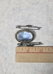 Lot 3 Antique Czech Art Deco Brooch Bar Red Blue Purple Clear Glass Rhinestones