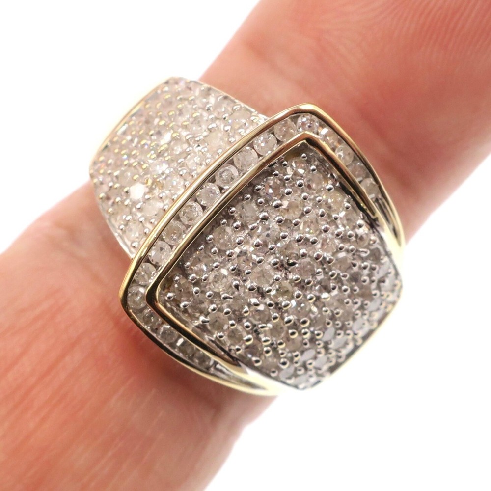 Classic 14k Solid Yellow Gold 1ct Natural Diamond Belt Buckle Ring Size 6.25