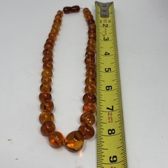 Vintage Honey Amber Necklace Graduated Round Beads Screw Clasp Faceted