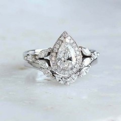 Art Deco Vintage 2.10 Ct White Diamond Engagement Ring Set 925 Sterling Silver