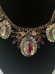 Vtg 1960’s Juliana D & E Watermelon Heliotope Rhinestone Necklace 15″