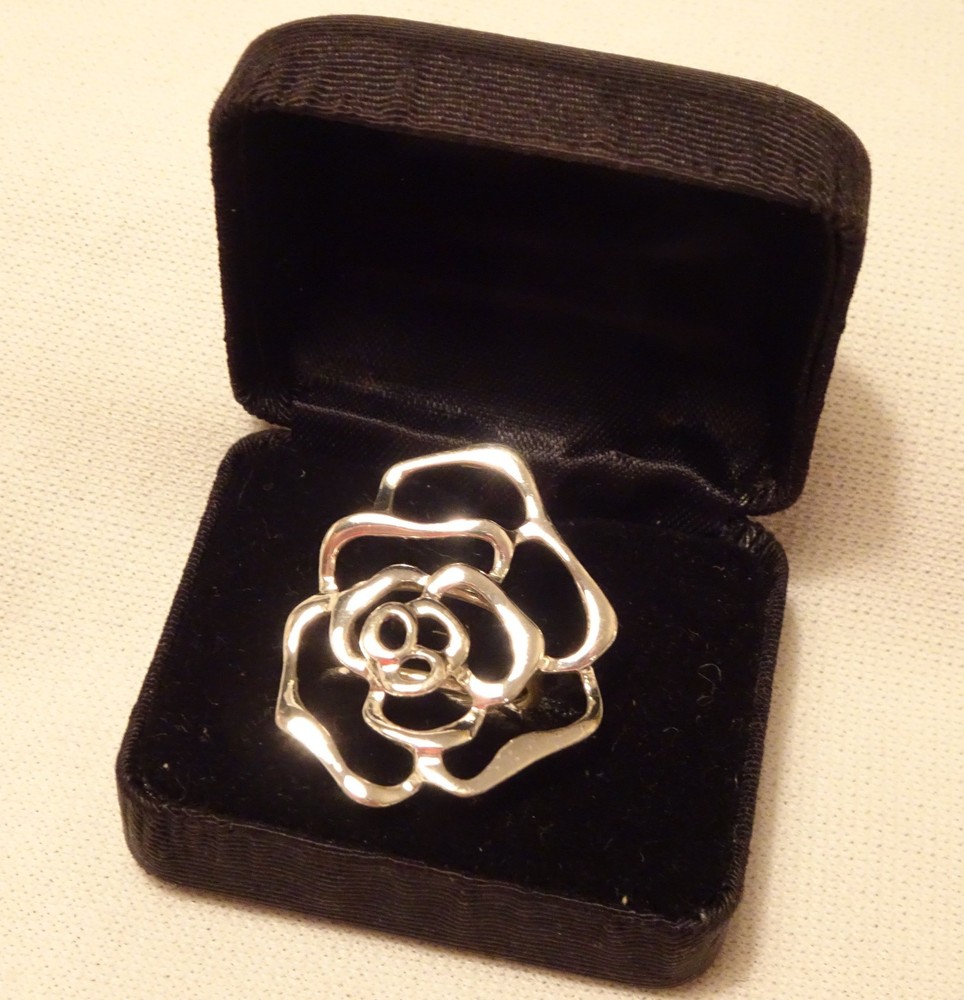 Large Sterling Silver Ring Free Form Vintage Size 6.5