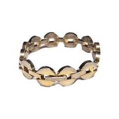 Vintage Gold Tone Chunky Open Center Round Link Chain Bracelet Retro Costume GUC