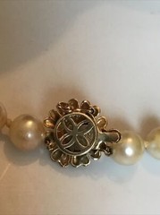Vintage 24″ Strand Cultured 4.4 MM Pearls Necklace 14k Gold Clasp/Pearl Inset