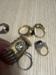 Vintage Retro Signet Ring Lot 6pc Chunky Mid Century Boho Gold Silver Tone Y2K