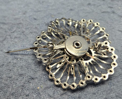 Pendant Brooch Vintage Rhinestone Silver Tone Metal Spray Dual – 2 Missing