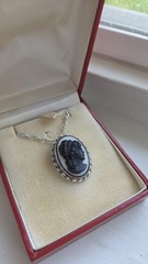 Vintage Celebrity 12k GF MOP Cameo Necklace NOSVintage Sorrento Sterling