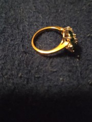 Vintage Gold Tone Emerald Green Marquise Cluster Bypass Statement Ring Size 8.75