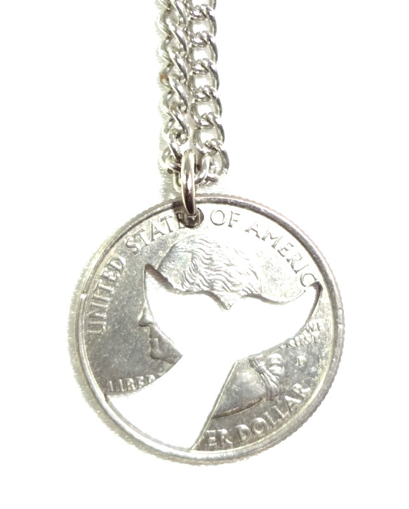 2008 Cut-Out Quarter Whale Tail (Rep. Speed, Strength, Family) Pendant Necklace!