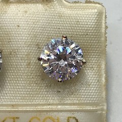 Vintage 2 Carat TW Cubic Zirconina 14Kt White Gold Stud Pierced Earrings