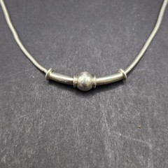 Cape Cod Style Necklace .925 Sterling Tube & Ball On A 18in Snake Chain Vintage