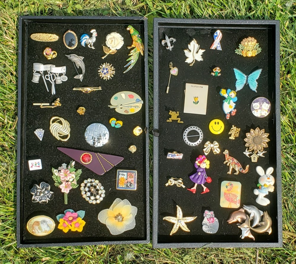 Vintage Brooch Lot: 50 PCS, Krementz, Avon, 18ktGF, Napier, JJ, Coro, AJC, !!!