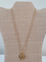 Avon Mother’s Day Vintage Pendant Chain Necklace Gold Tone With Red Ruby Round
