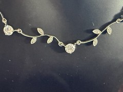 Chapal-Zenray Of Italy Vintage Vine & Leaf Zircon & Sterling Silver Necklace