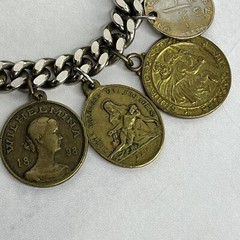 Vintage 13 Coin Charm Bracelet Belgium, India, Pakistan 1957 1959 1955 7”
