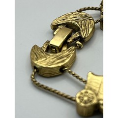Vintage 1995 BG Western Slide Charm Bracelet Gold Tone Cowboy Boot Hat Wagon