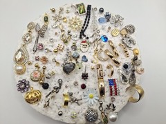 Lot of Small singles Rhinestone Earrings Post Pierced back Clear & multicolor