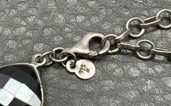 Vintage Sterling Silver 925 Faceted Gemstone Bracelet Rutilated and Rose Quartz