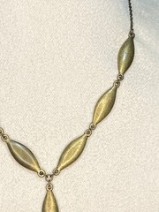 Vintage Style Brass Y-Necklace – Marquise Link Drop Statement Jewelry Gold Tone