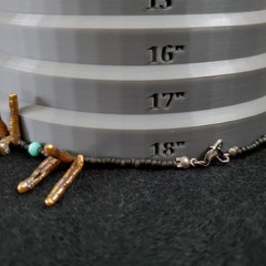 Beaded Necklace Gold Tone Brown Stick Baroque Pearls Sterling Silver 18″