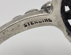 Cini Sterling Ring Acanthus Leaf Silver Vintage Blue Color
