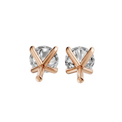 Round Lab Grown Diamond Stud Earrings 14K Gold Solitaire Everyday Fine Jewelry