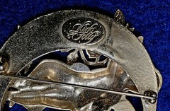 Vintage Kirks Folly Angel Cherub Moon & Stars Crystal Gold Tone Brooch Pin