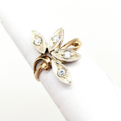 Vintage Luxury RING Silver 925 Flower with chic inserts -size: 9US (19mm)| UA #3