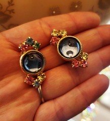 Vintage Multicolor Rhinestone Bracelet and Earrings Set