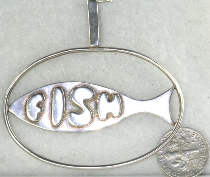 VTG 1950’S MID CENTUY MODERNIST STERLING SILVER FISH PENDANT SCHEI