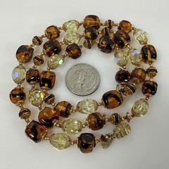 Vintage Vendome Necklace Gold Tone Cognac & Cream Glass Beads 26″