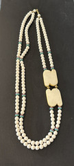 Japan Plastic Ceramic Beaded Double Strand Art Deco 1980’s Statement Necklace