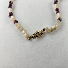 Necklace Amethyst & Mother of Pearl Beads 22 inch [8068]