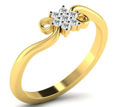 Round Cut 0.24TCW White Moissanite Floral Cluster Design Ring 10K Yellow Gold FN
