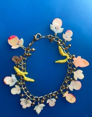 Fun Bright Cheerful Vintage 1960s Fruits Tutti Frutti Fruit Charm Bracelet
